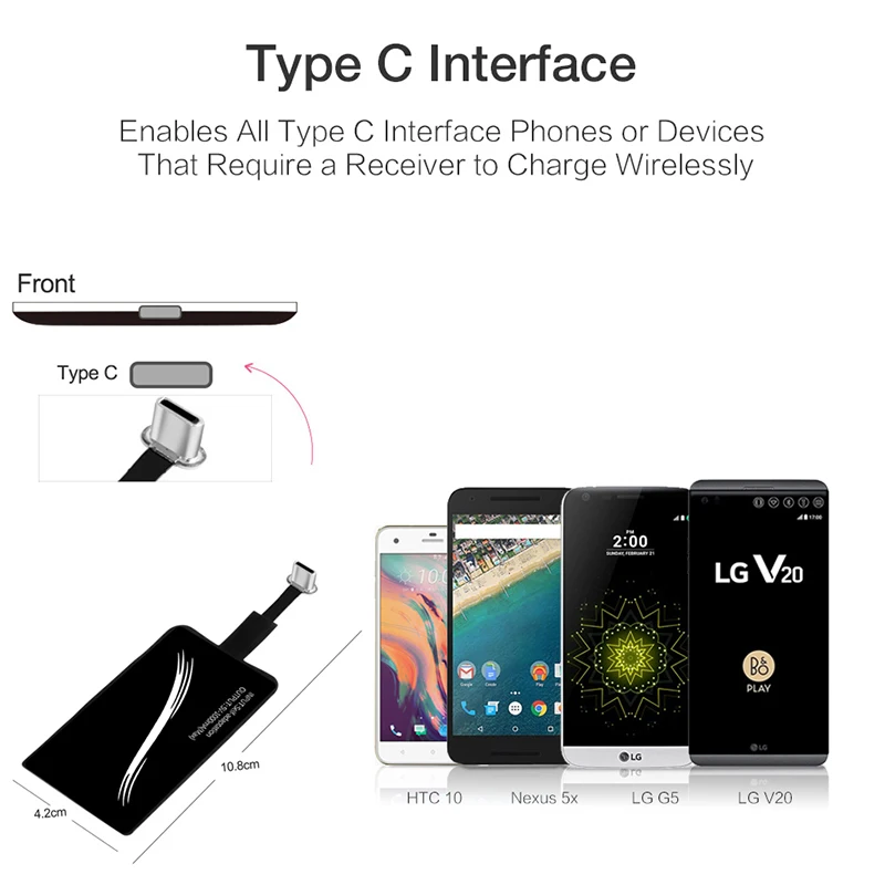 CinkeyPro QI Беспроводной Зарядное устройство приемник Micro Тип usb C для iPhone samsung Тип-C 5 V/1A зарядный адаптер универсальный программатор