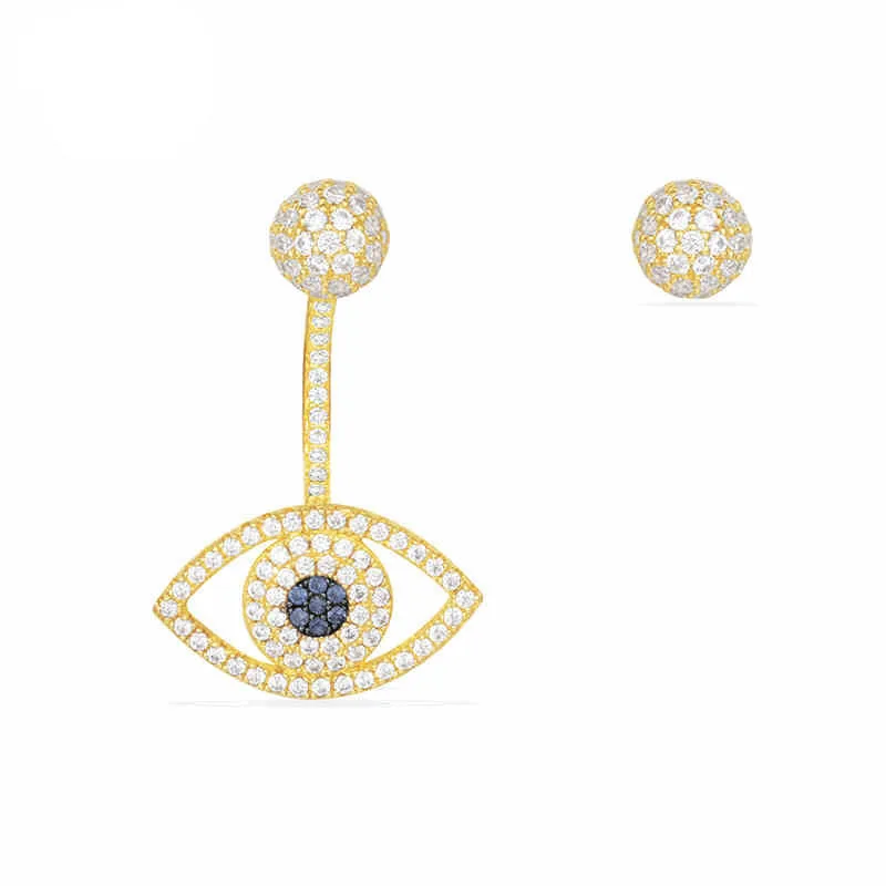 SLJELY Brand Design 925 Sterling Silver Mismatch Evil Eye AB Earrings Micro Pave Cubic Zirconia Stones Women Luxury Jewelry | Украшения и