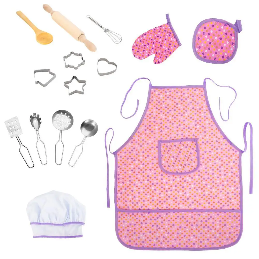 RCtown Acekid 15Pcs/Set Toddler Kids Chef Cooking Role Pretend Play Set with Apron Hat | Игрушки и хобби