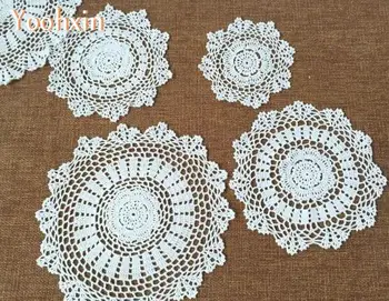 

Round lace cotton table place mat pad Cloth crochet Handmade placemat cup mug wedding tea coffee coaster dining doily kitchen