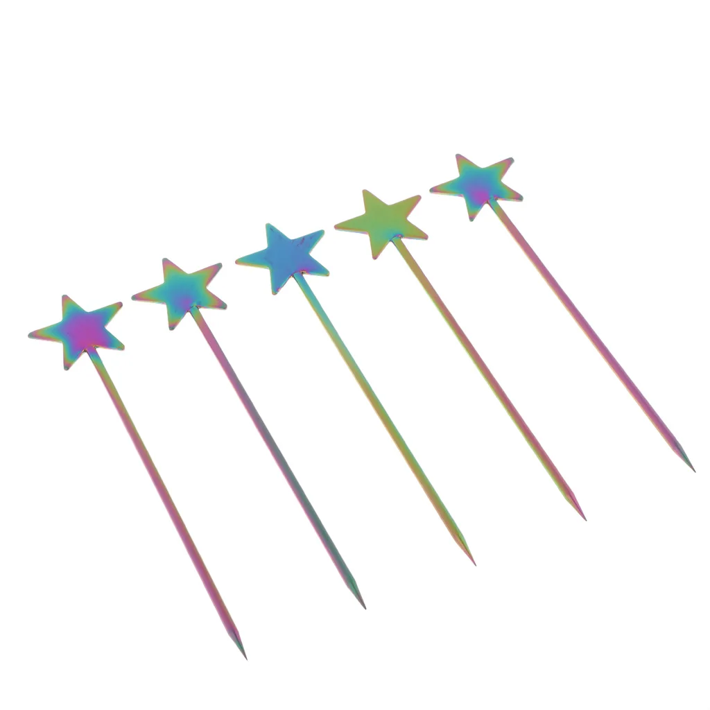 5PCS Steel Fruit Drink Sticks Cocktail Picks for Bar Tools Picks