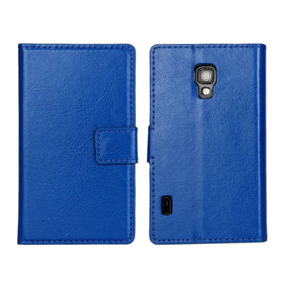 PU кожаный чехол для мобильного телефона для LG P710 P715, Стильный чехол-кошелек с откидной подставкой и отделением для карт, задняя крышка для LG Optimus L7 II - Цвет: Blue
