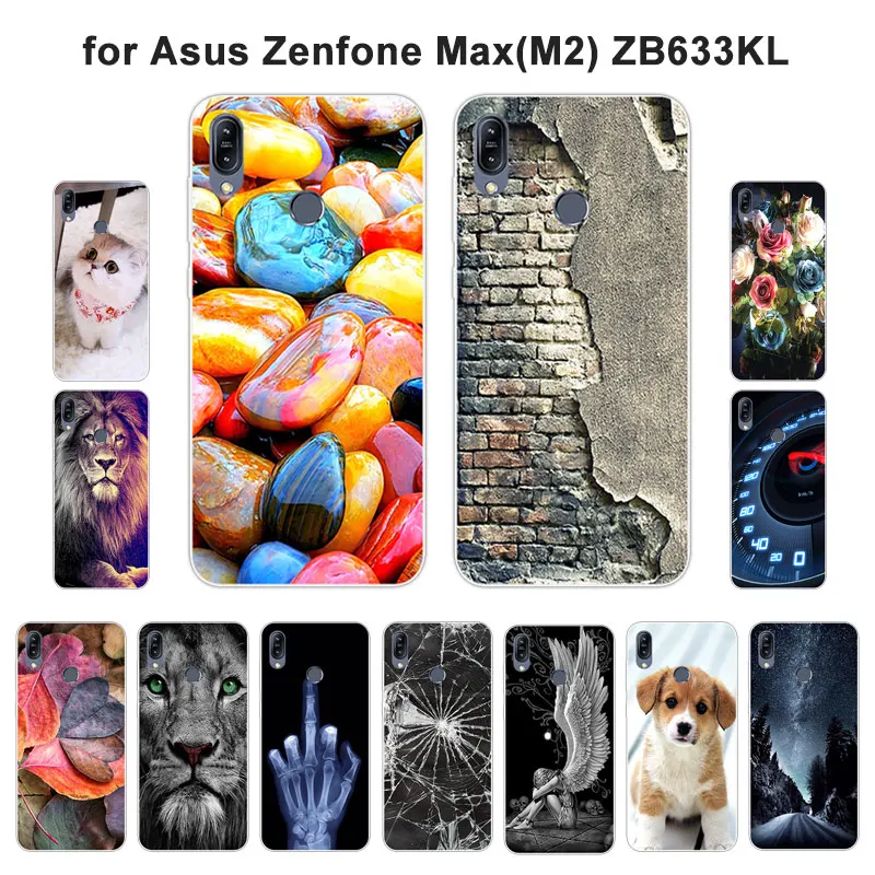Silicone Cases for 6.26 inch Asus Zenfone Max M2 ZB633KL Dog Cat Design Clear Gel For Luxury Funda |