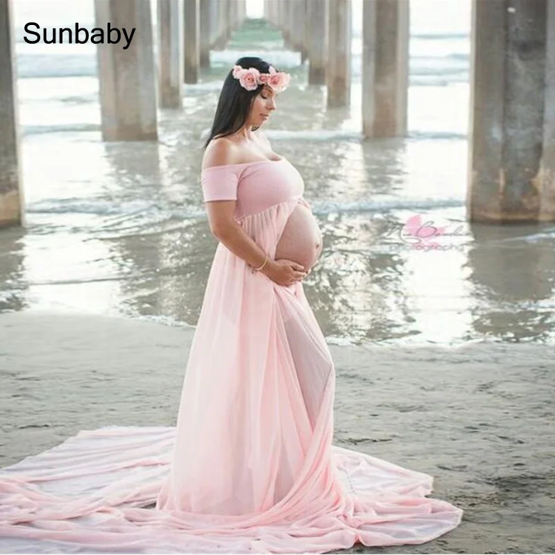 SUNbaby платья для беременных для фотосессии марлевые платья для фотографирования беременных Q0503 - Цвет: Розовый