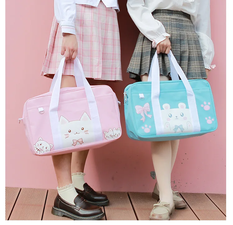 Японская форма JK аниме мультфильм милый кот Медведь Свинья бант Студенческая школьная сумка через плечо Портативная сумка для девочек