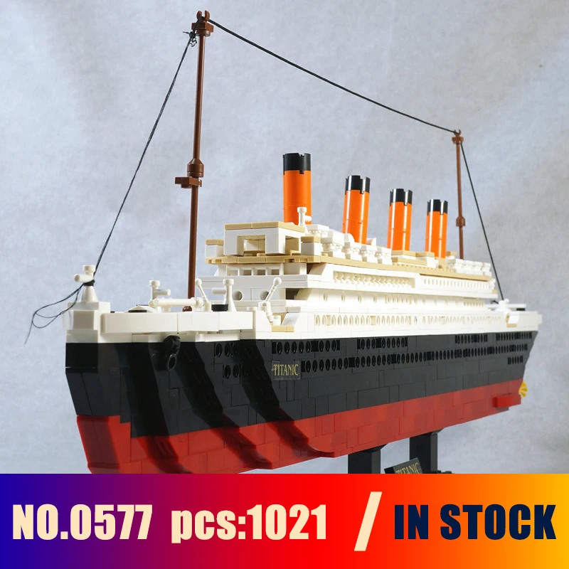1021 шт Sluban 0577 игрушка Круизный корабль RMS титановая лодка модель строительные