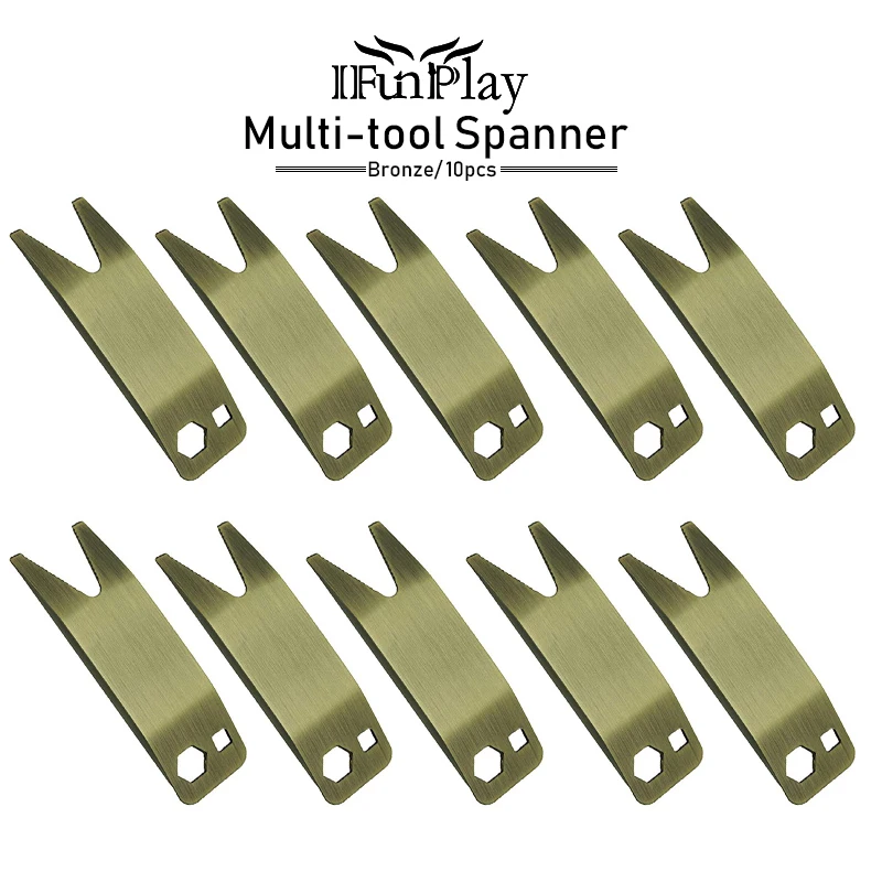 10pcs Bronze Guitar Bass Multi tool Spanner Wrench Knob Jack Tuner