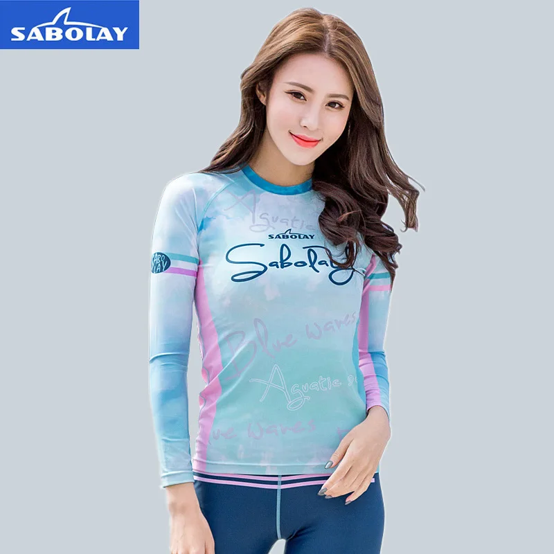 

SABOLAY 2019 Summer Korean Version Womens Swimsuit Rash Guards Two-Piece Separates Diving Suit Water Sports Swimwear