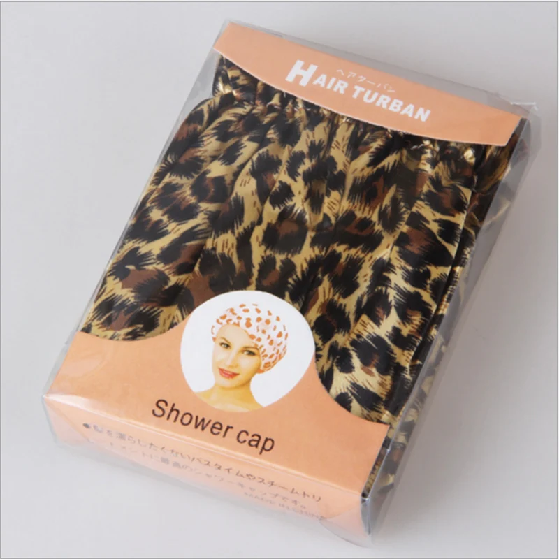 

New Arrival Leopard Bathing Shower Cap Bonnet De Douche Pour Cheveux Waterproof Satin Shampoo