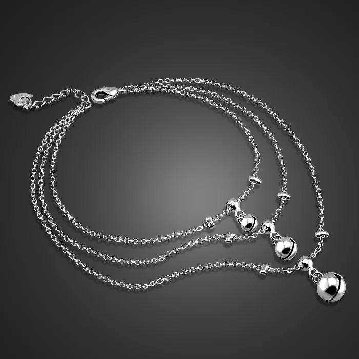 Fashion 925 sterling silver chains,multi-level bell pendant design,Summer girls popular silver anklets,Solid silver chains,gifts Fashion 925 sterling silver chains,multi-level bell pendant design,Summer girls popular silver anklets,Solid silver chains,gifts
