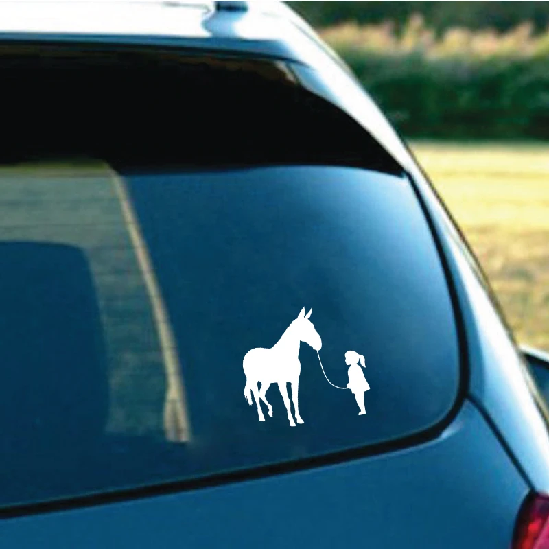 QYPF 15CM*14CM Funny Girl Walking Mule Waterproof Car Sticker Decal Black Silver Vinyl C15-3327