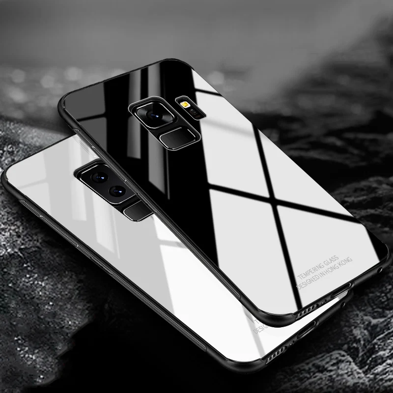 

Tempered Glass Case On The for Samsung Galaxy S8 S9 Plus NOTE 9 8 Back Cover Hard Bumper for iPhone X 8 7 6 Soft TPU Phone Cases