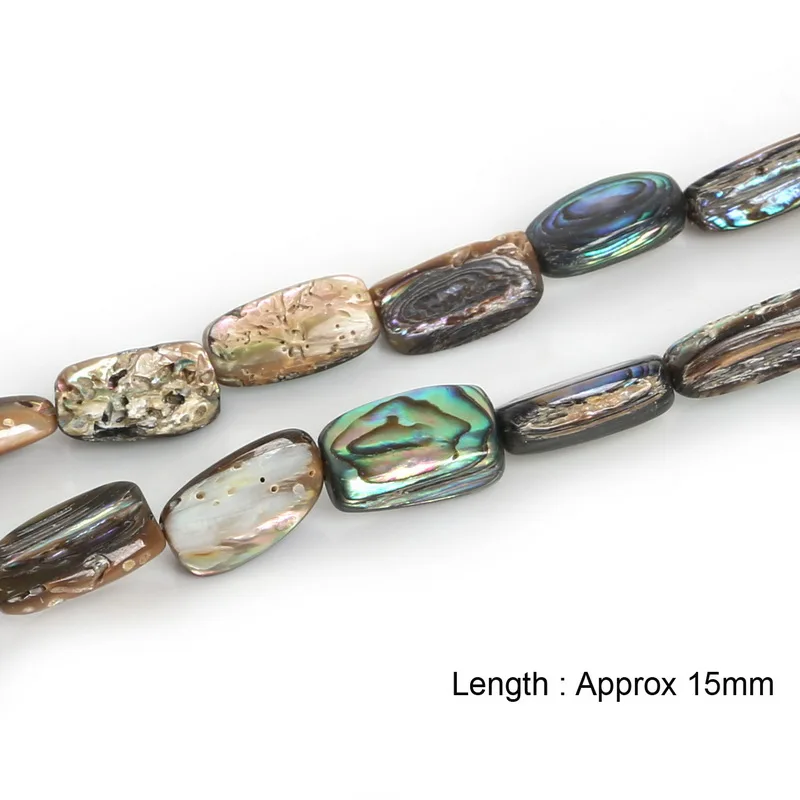 Natural Rectangle Mutil-Color Abalone Sea Shell Rainbow Stone Loose Beads 15"DIY 