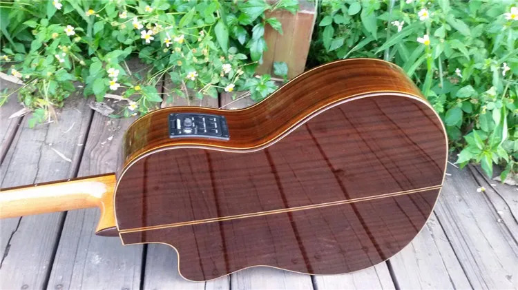 Guitarra Española eléctrica hecha a mano de 39 pulgadas, guitarra acústica de Cedro sólido de vendemia/palisandro + cuerdas, guitarra clásica