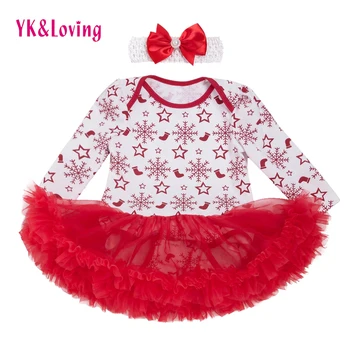 

Newborn Girl Clothing Christmas Long Sleeve Cotton Snowflake Bodysuit Baby Jumpsuit Tutu Dress Infant Clothes Free Shipping