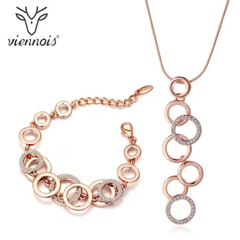 

Viennois Fashion Jewelry Set for Women Rose Gold Plated Pendant Necklace And Bracelet Jewelry Set Fashion Jewelry for Women