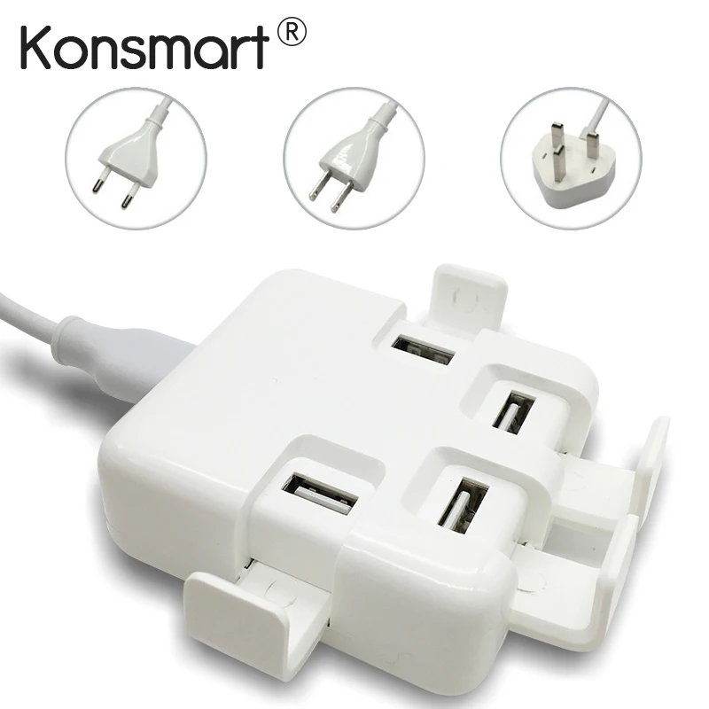 Konsmart 4 Ports USB Portable Charger for iPhone 7 Multi USB Power adapter suit for xiaomi mi a1 redmi 4x for samsung charger