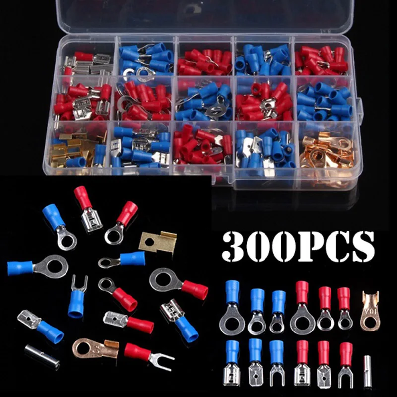 

300pcs/Box Assorted Crimp Terminals Set Kit Insulated Electrical Wiring Connector --M25