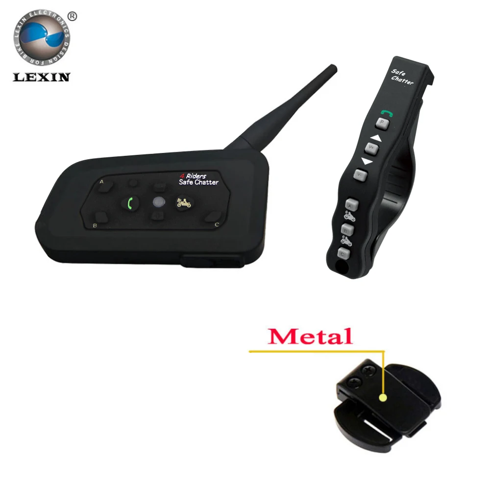 1pcs Lexin A4 BT Interphone with Remote Controller for 4 Riders Bluetooth Motorcycle Intercom 1200M Intercomunicador