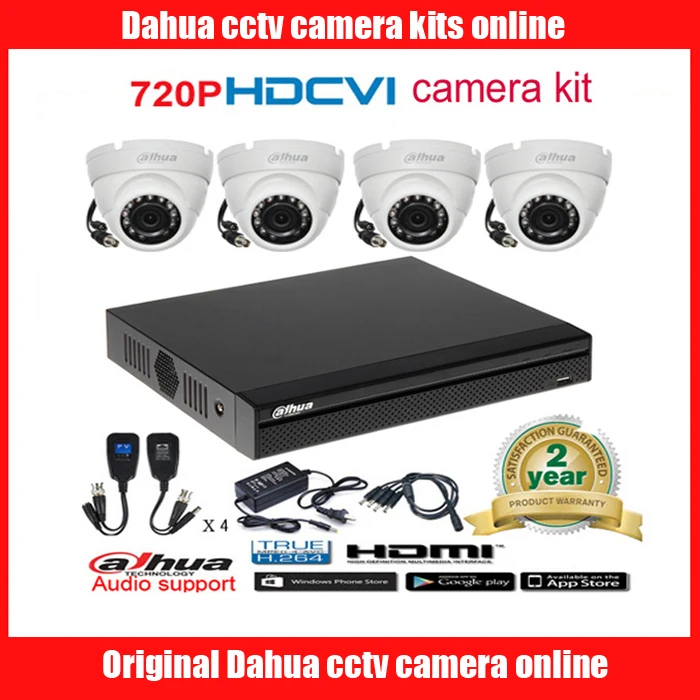 Dahua оригинальный 720 P DH-HAC-HDW1100M водонепроницаемый CVI ИК Купол Безопасность Камера с H.264 4CH CVI DHI-XVR4104HS Камера комплект