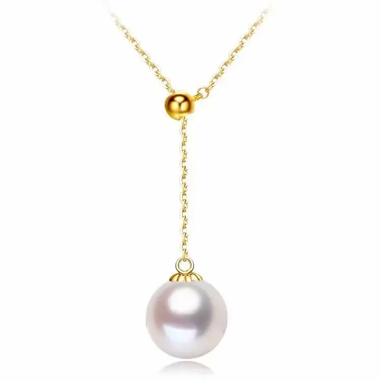 

shilovem 18k yellow gold Natural freshwater pearls pendants fine Jewelry women trendy necklace new gift yzz9.59.588zz