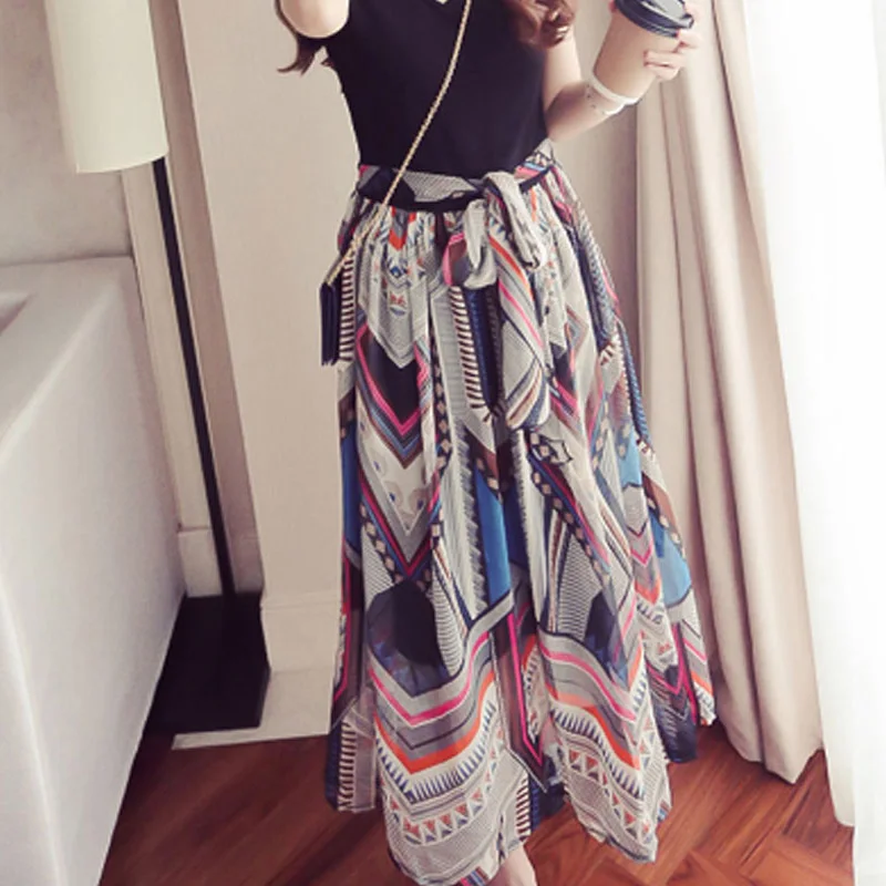 

1 Pcs Women Lady Dress Short Sleeve V Neck Fake Two Pieces Fashion for Summer LT88