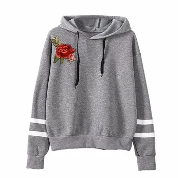 

New 2020 spring Sweatshirt Womens lovely Embroidery Applique Long Sleeve Hoodie Sweatshirt Jumper Hooded Pullover Tops hot