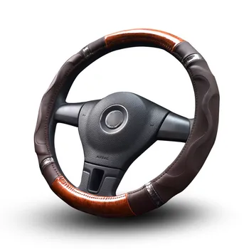 

Wooden Microfiber Leather Auto Car Steering Wheel Cover Black Grey Beige 3 Colors Car Accessoires For RAV4 focus 2 3 Golf 4 5 6