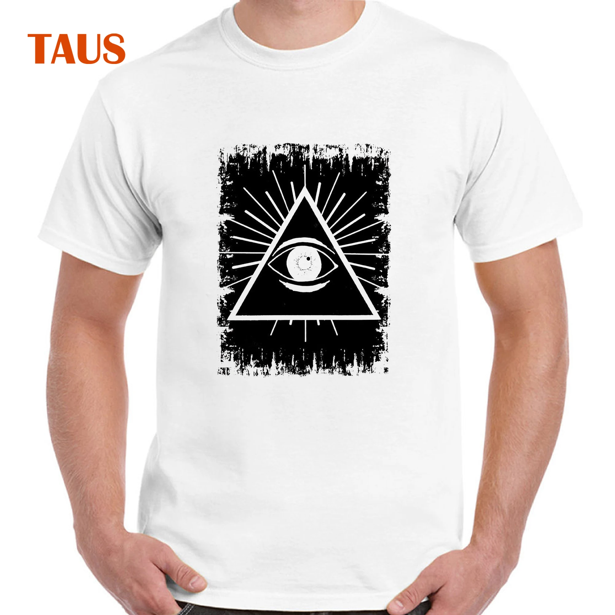 All seeing eye Illuminati Графический Для мужчин белая футболка Размеры S-XXL | Мужская одежда