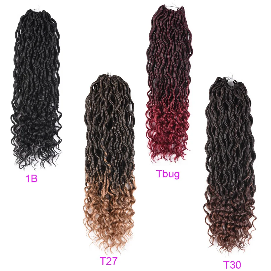 TOMO Faux locs CURLY, вязанные крючком волосы, 20 дюймов, 24 корня, Омбре, синтетические плетеные волосы для наращивания, бордовые, черные, красные, коричневые