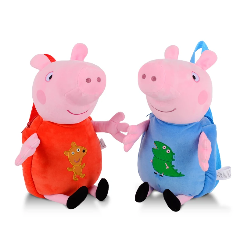 

Peppa Pig Plush Toys Girls Boys Kids Kawaii Bag Backpack School Bag 44cm Peppa George Cartoon Bag Stuffed Plush Dolls