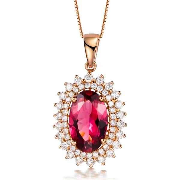 

ZOCAI BRAND VICTORIA 2.40 CT Tourmaline DIAMOND18K Solid Rose Gold Pendant 925 STERING SILVER CHAIN NECKLACE P1795-1
