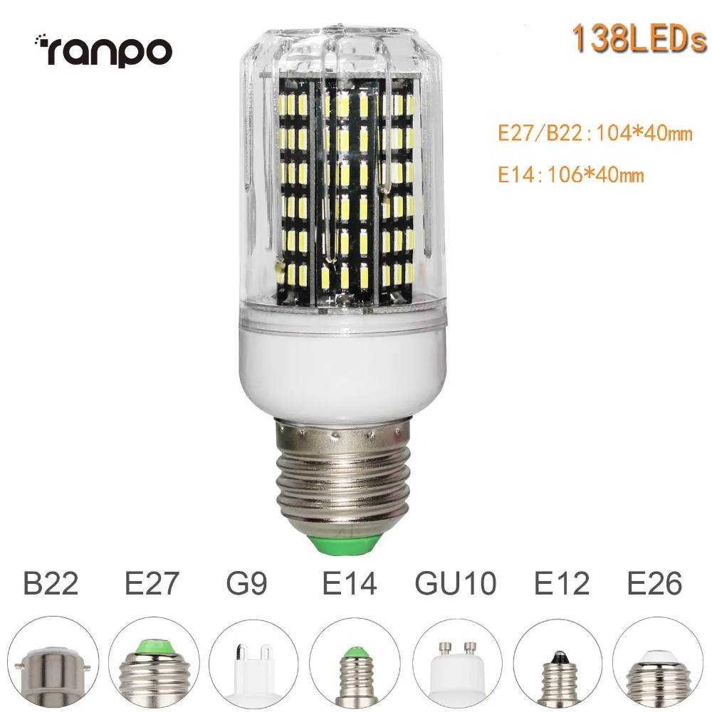 E26 E27 E12 E14 G9 GU10 светодио дный Кукуруза лампа 4014 SMD 10 Вт 20 Вт 25 Вт 30 Вт освещения 36 светодио дный s 72 светодио дный s 96 светодио дный s 138 светодио