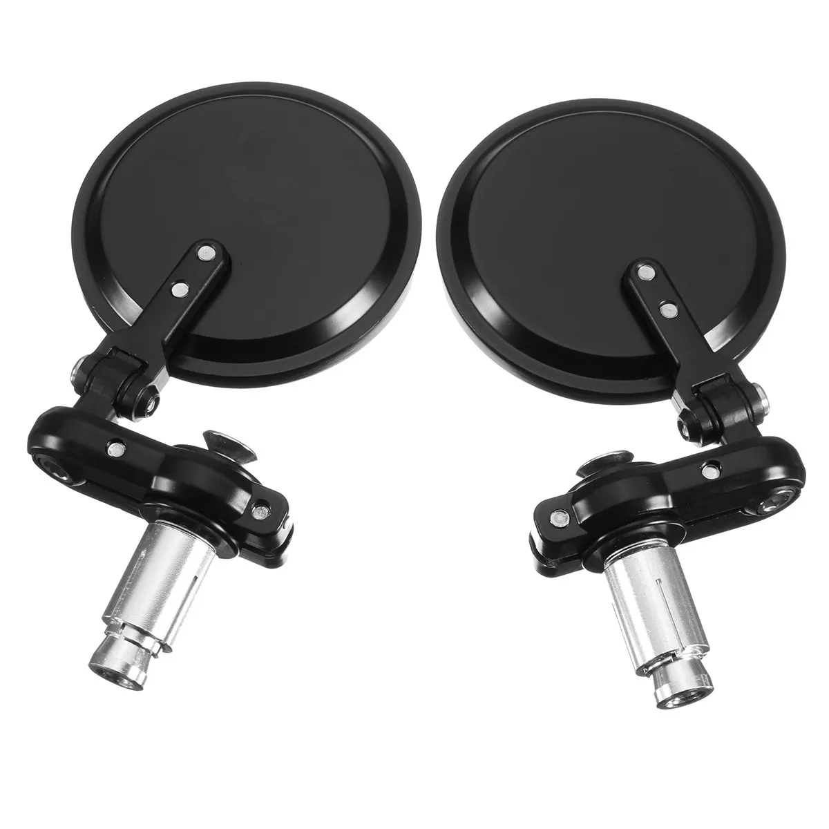Motorcycle Bike Side Mirrors Black Aluminum Round Style Universal Fits