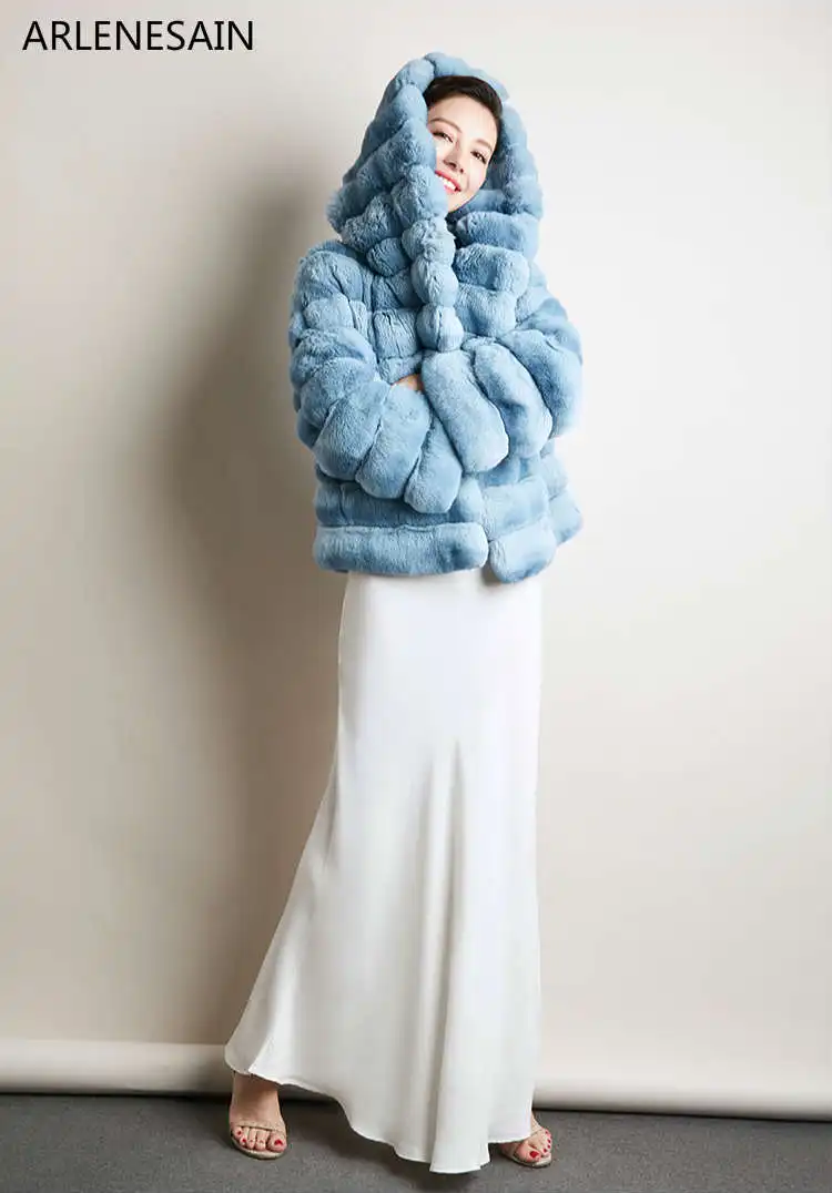 Женское короткое меховое пальто Arlenesain на заказ роскошное голубое и фиолетовое с
