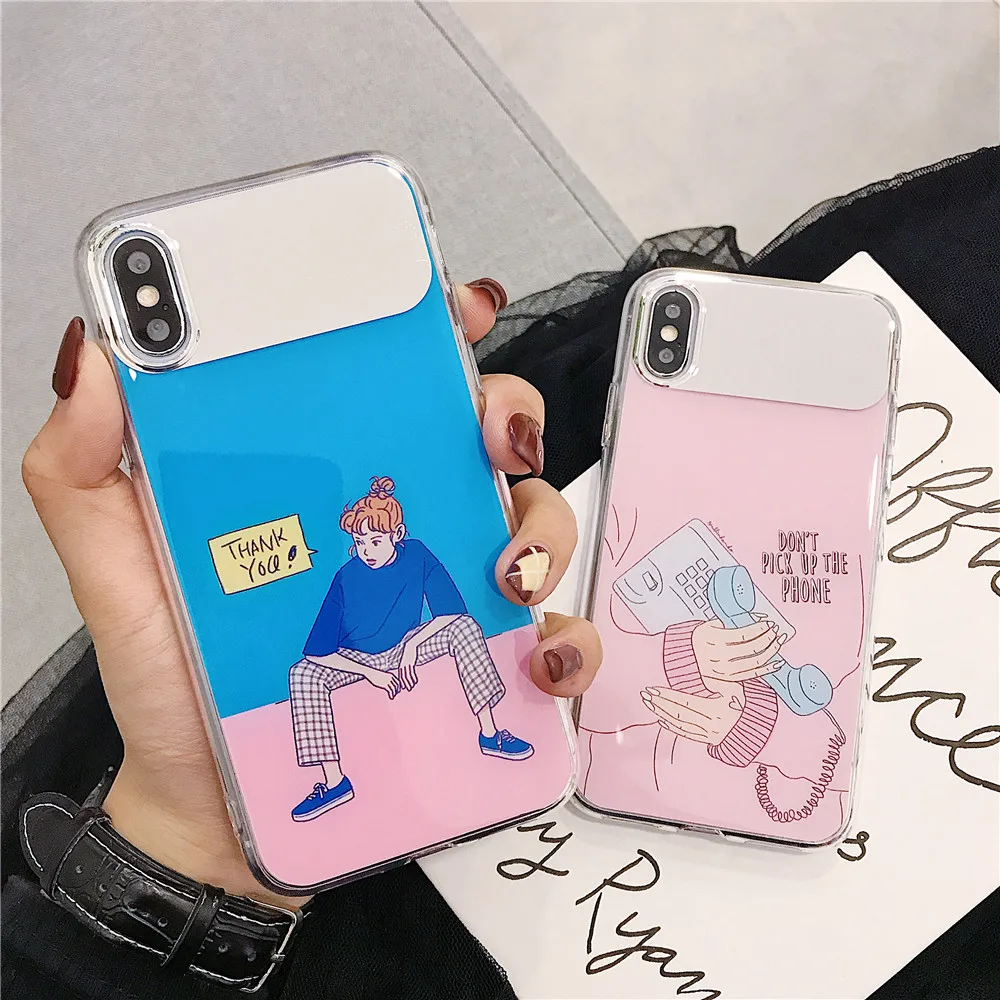 

2019 Electroplated Mirror+IMD Fitted Case For iphone 6/6plus/7G/8plus, Telephone&Girl Style Cover For iphone X/XS/XR/XSMax Case