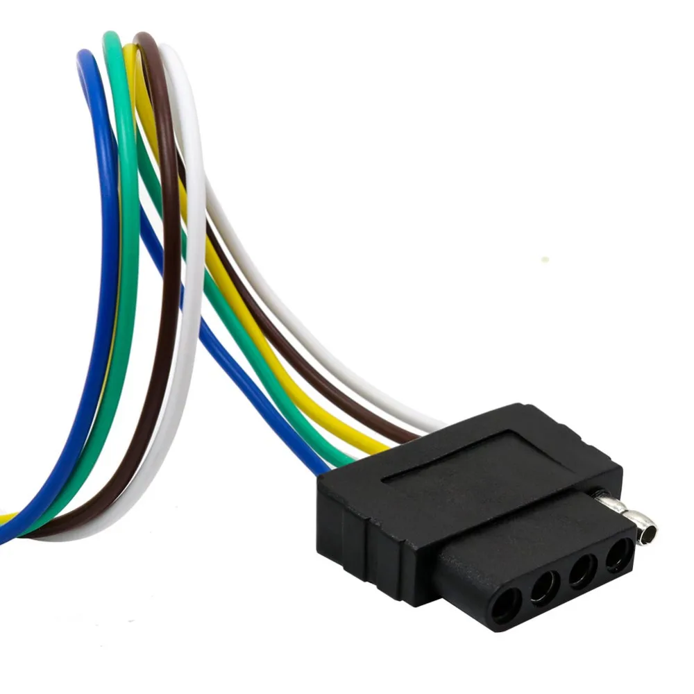 TIROL 5-Way Flat Trailer Wire Harness Extension Connector Plug with 36 inch Cable Length End Connector