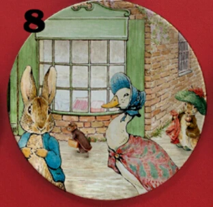 Британский дизайнер Beatrix Potter The Tale of Peter Rabbit иллюстрация живопись тарелка съедобная и домашний декор 8 дюймов плоское блюдо - Цвет: 8