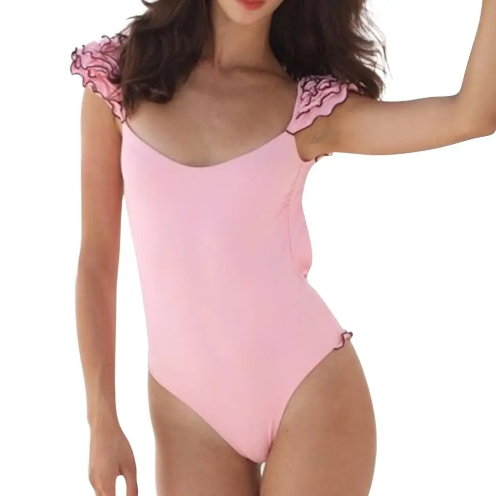 

2019 New Yfashion Women Flounce Edge Backless Swimwear Bikini Suit