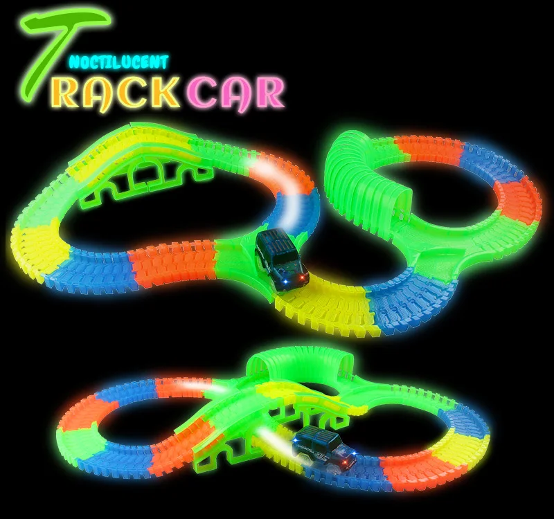 

300pcs Bend Flexible Curve Slot DIY Track Toy Set with glows Racing Car toys