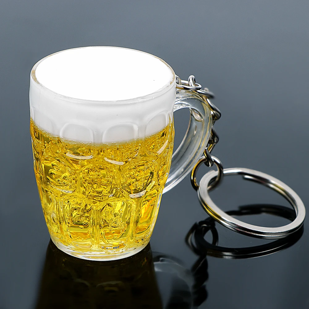 

LEEPEE Key Chain Auto Accessories Car Styling Car Keyring Resin Beer Cups Keychain Simulation Food Handicraft For Men Woman