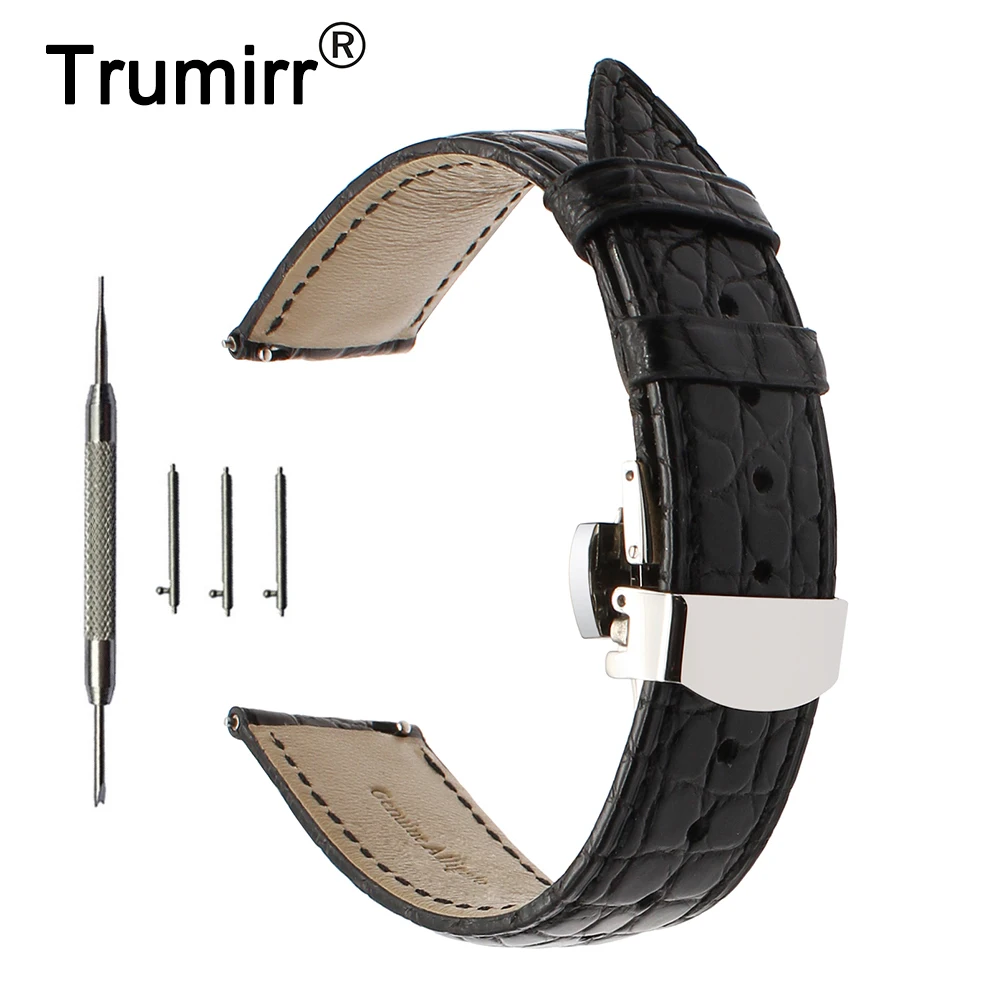 Genuine Crocodile Leather Watchband 18mm 20mm 22mm Quick Release Watch Band Steel Butterfly Buckle Strap Wrist Belt Bracelet Genuine Crocodile Leather Watchband 18mm 20mm 22mm Quick Release Watch Band Steel Butterfly Buckle Strap Wrist Belt Bracelet