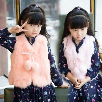 

New Children's Clothing Girls Fashion Vest Really Cute Short Rabbit Fur Vest Whole Skin Rabbit Hair Girls Vest