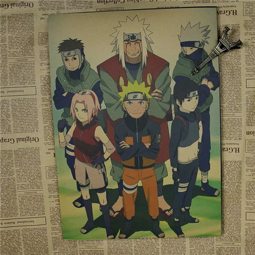 Винтаж аниме мультфильм Узумаки постер Naruto бар Детская комната Домашний декор комиксы Наруто ретро крафт-бумага живопись Наклейка на стену - Цвет: Style 7