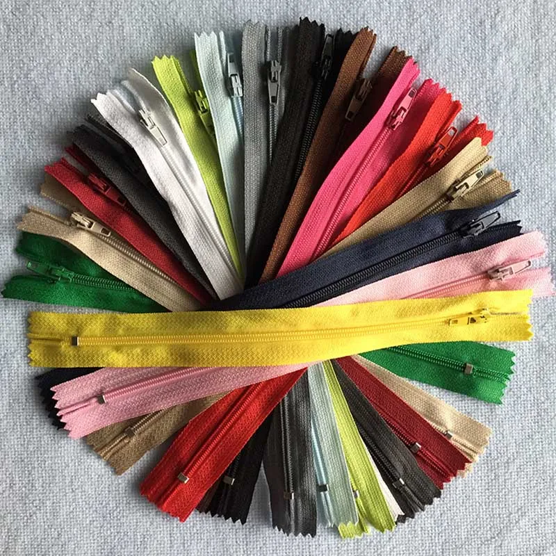 

16 pcs 3# 9inch 23cm Sewing Trousers Zippers White Black Red Blue Plastic Nylon Zip Coil DIY Clothing Accessories Auto Lock