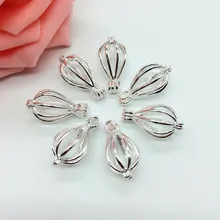 10pcs Bright Silver Water Drop Design Copper Cage Locket Fragrance Perfume Essential Oil Diffuser Pendant Jewelry Women Gifts