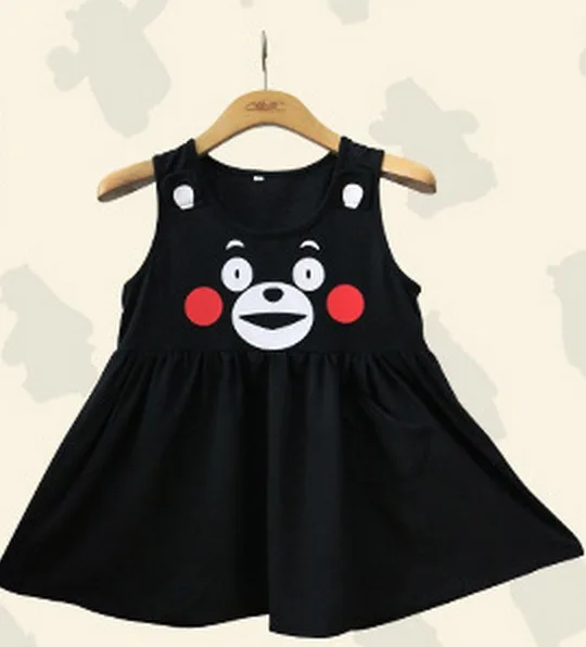 Супер милые японские аниме; Кумамон жилет платье Косплэй костюм длинное платье, милые Носки с рисунком медведя из мультика черного цвета, платье для девочек - Цвет: Kumamon vest dress