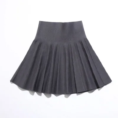 Детские юбки для девочек Высокая талия плиссированные вязаная юбка для девочек школьная форма От 3 до 14 лет элегантный дизайн подростковые юбки P45 - Цвет: Серый