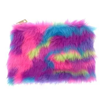 

THINKTHENDO Cute Women Girls Change Coin Purse Mini Faux Fur Zipper Wallet Key Holder Pouch Small Colorful Bag 14x20x0.7cm