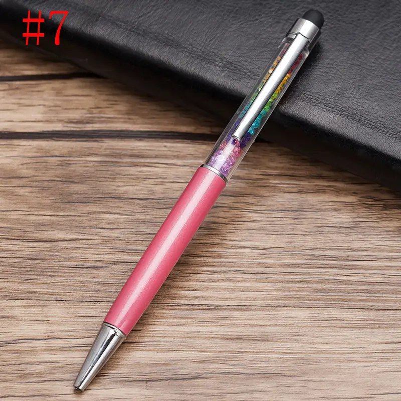 13 цветов Милая кавайная разноцветная брендовая Алмазная металлическая шариковая ручка с сенсорным экраном шариковая ручка с кристаллами для Ipad Iphone офисные принадлежности - Цвет: 7